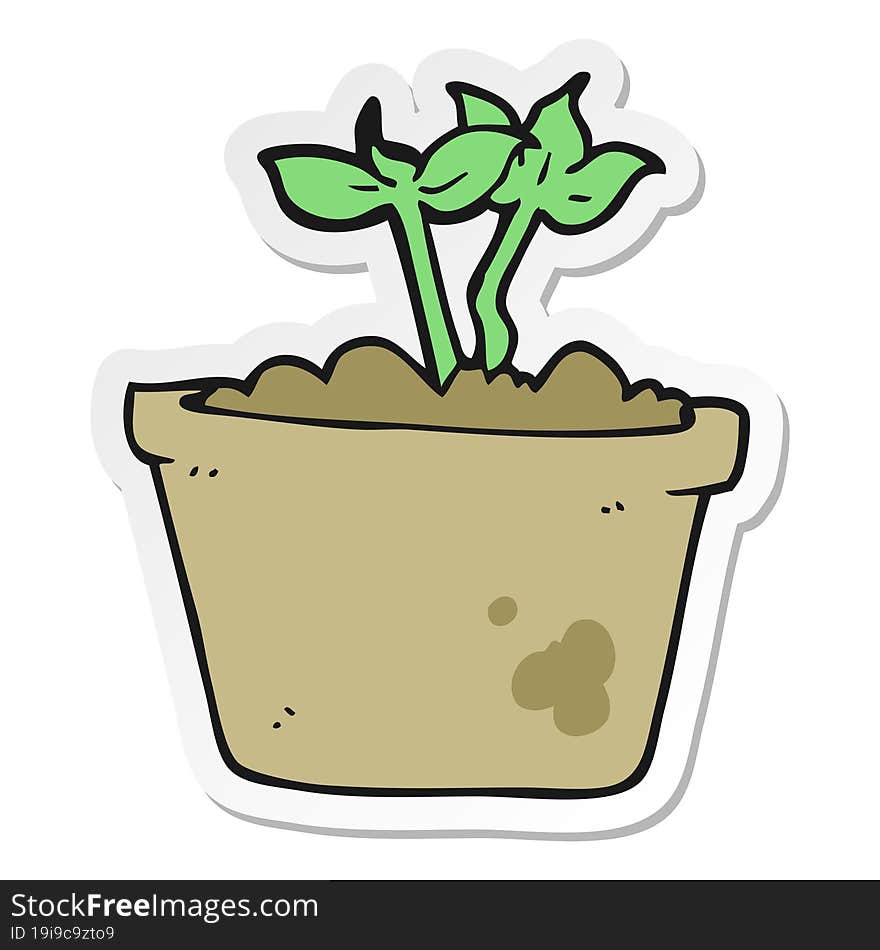 sticker of a cartoon sprouting plant