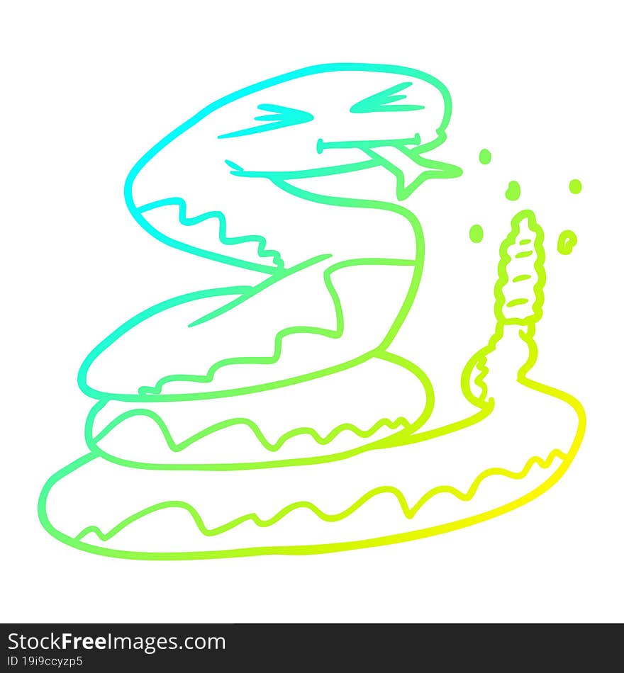 Cold Gradient Line Drawing Cartoon Rattlesnake