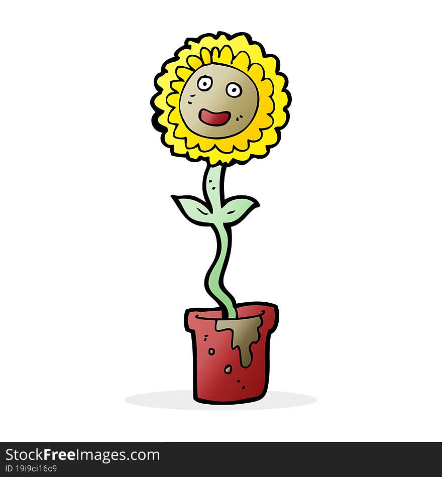 cartoon flower with face