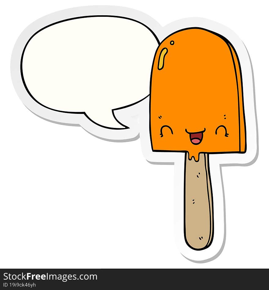 cartoon ice lolly and speech bubble sticker