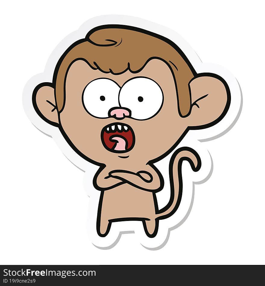 sticker of a cartoon shocked monkey