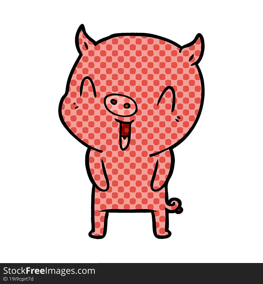 happy cartoon pig. happy cartoon pig