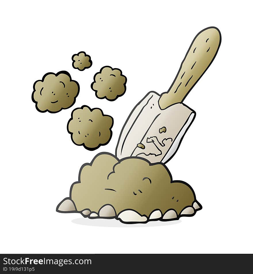 Cartoon Trowel Digging Earth