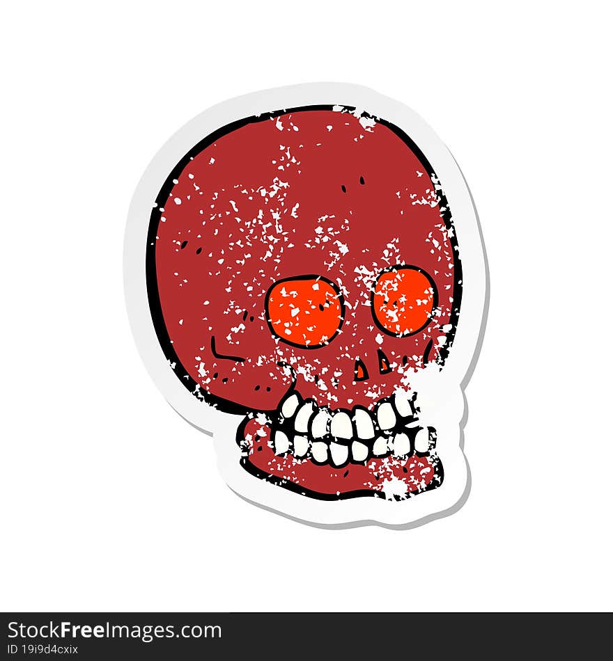 retro distressed sticker of a cartoon skull