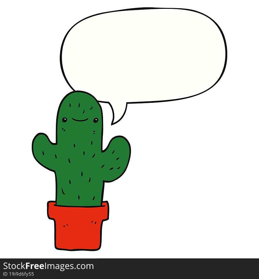 cartoon cactus and speech bubble