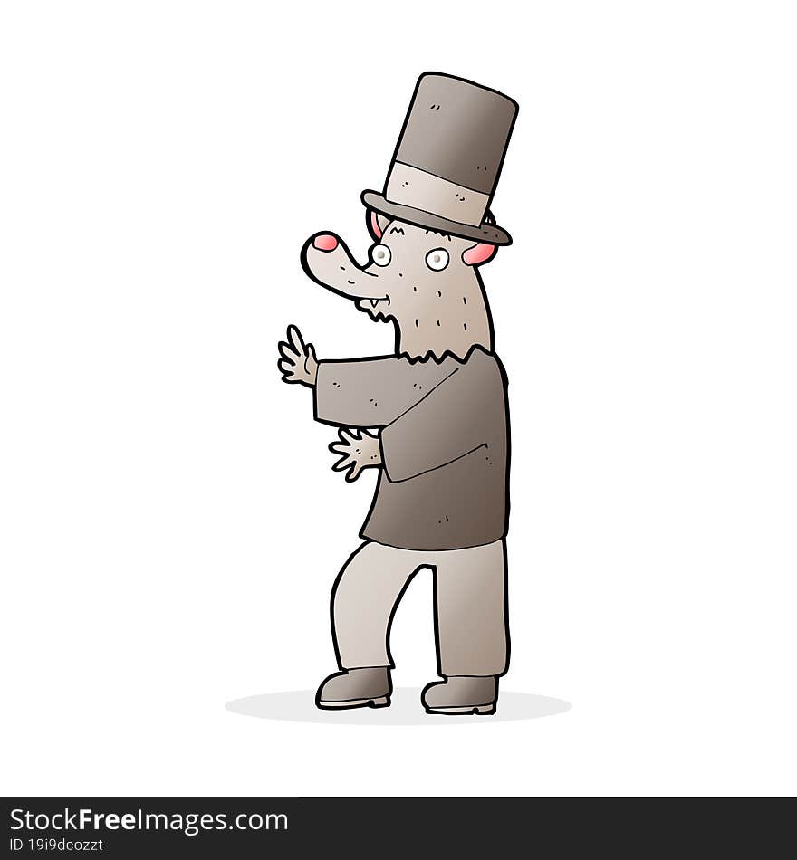 Cartoon Werewolf In Top Hat