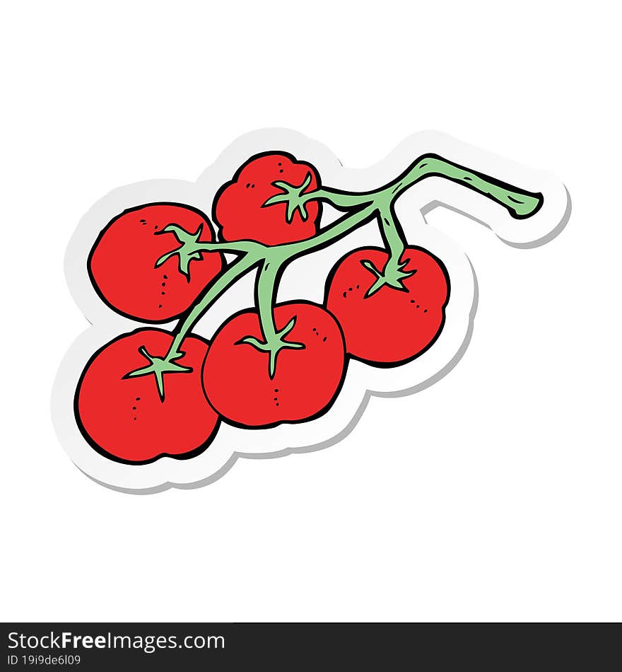 Sticker Of A Tomatoes On Vine Illustration