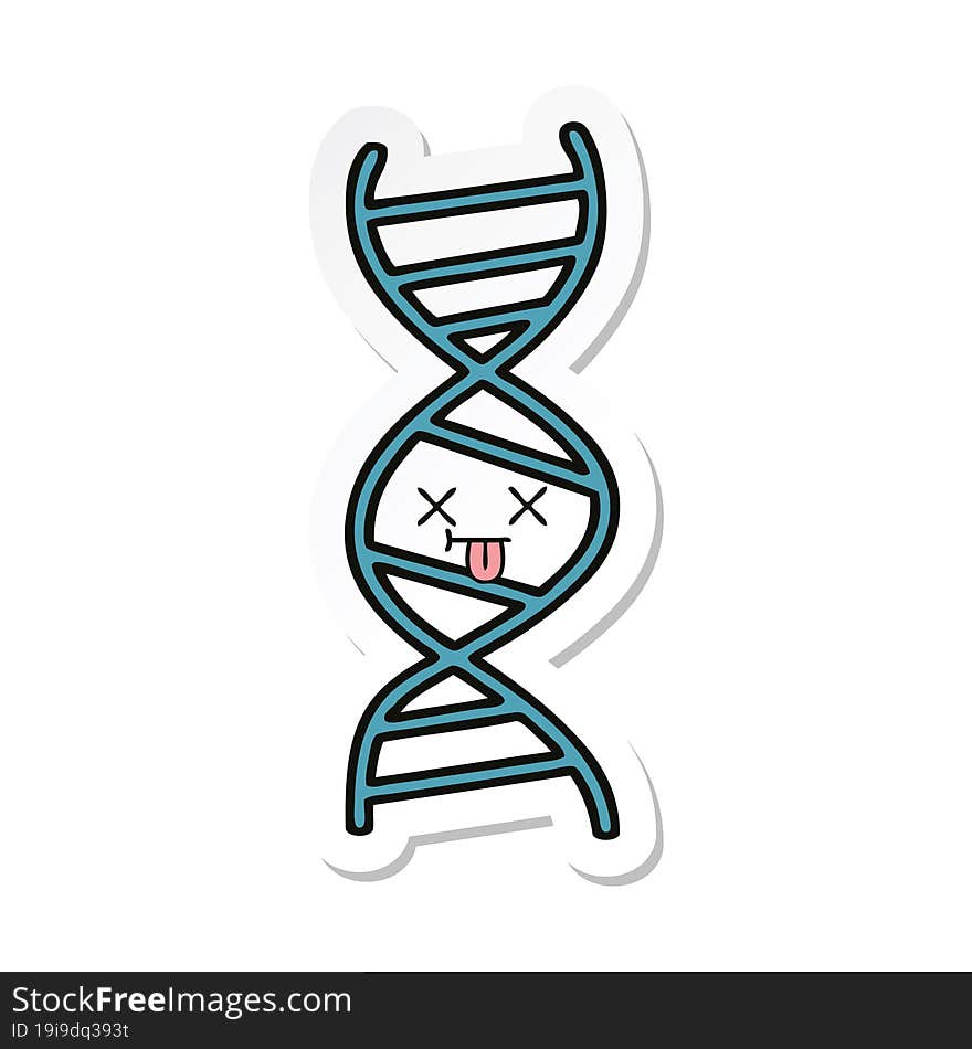 Sticker Of A Cute Cartoon DNA Strand