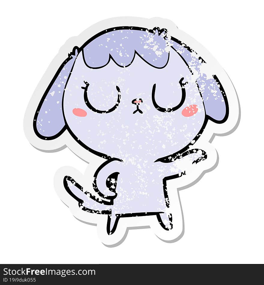 distressed sticker of a cute cartoon dog