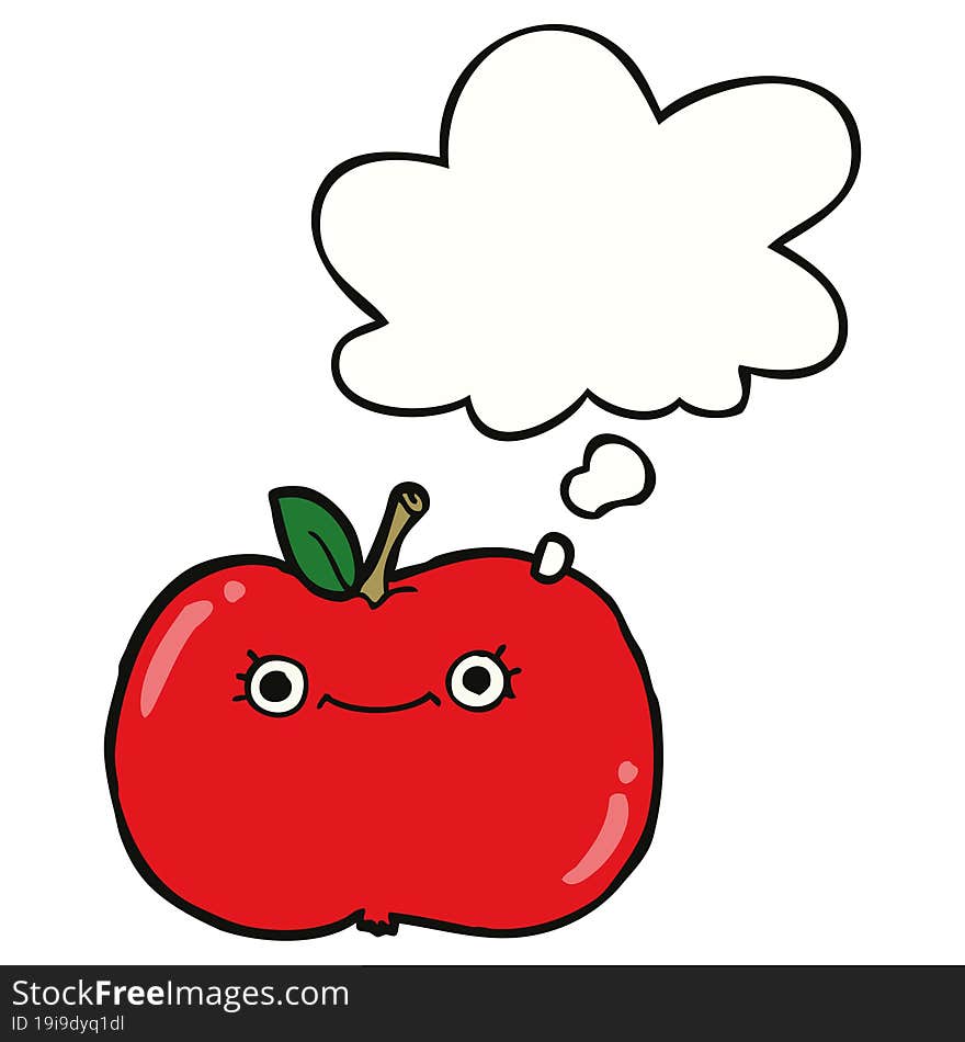 Cute Cartoon Apple And Thought Bubble