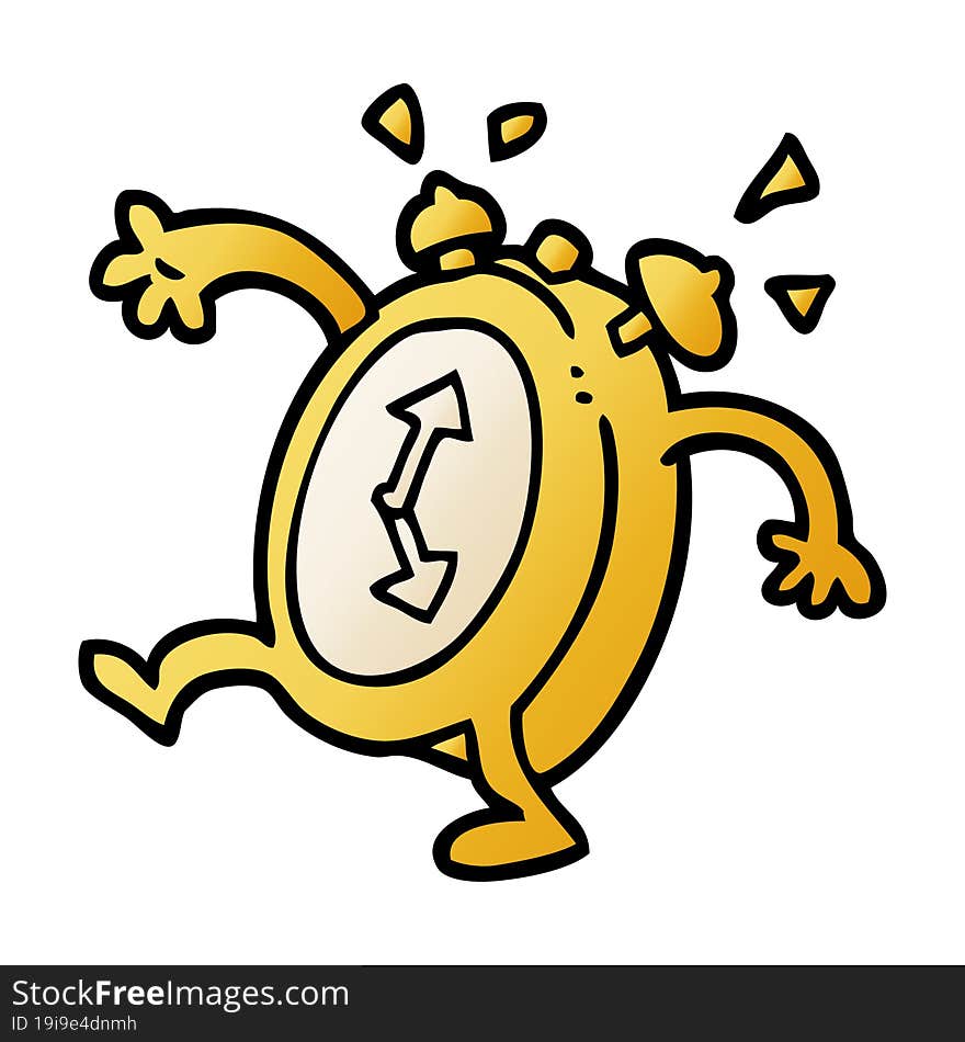 cartoon doodle ringing alarm clock