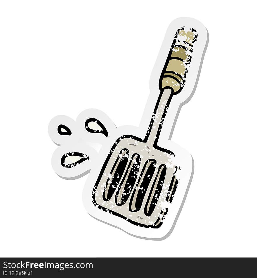 Distressed Sticker Of A Cartoon Kitchen Spatula