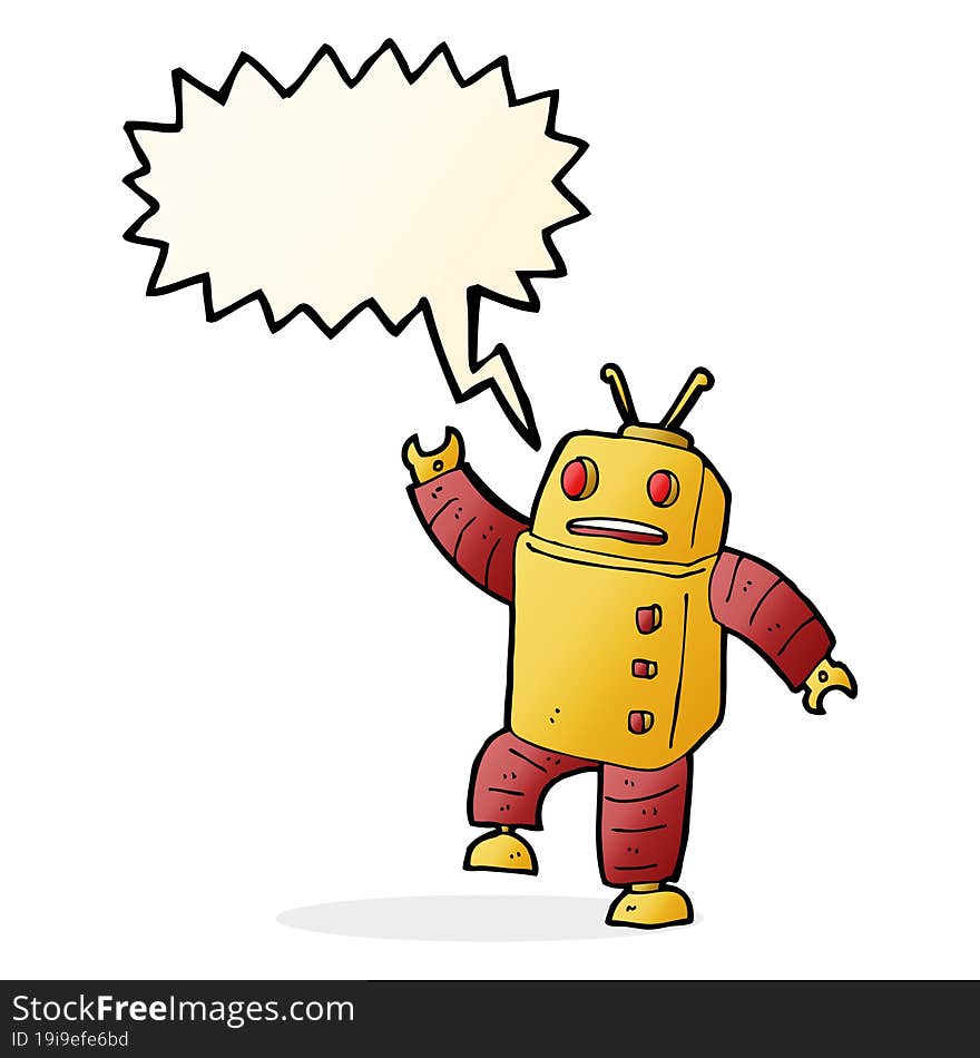 Cartoon Robot With Speech Bubble