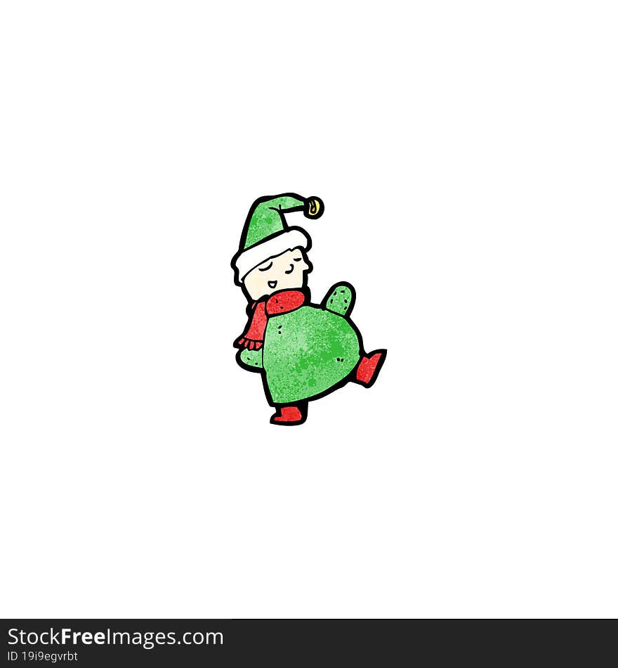 cartoon christmas elf waving