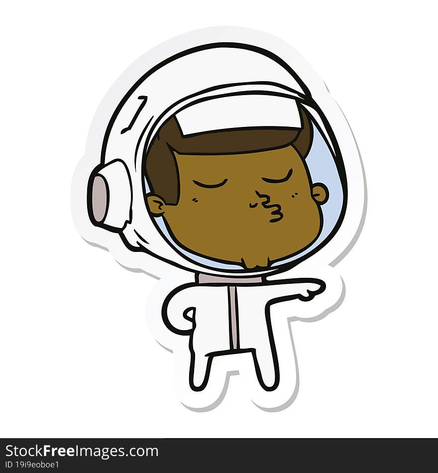 Sticker Of A Cartoon Confident Astronaut