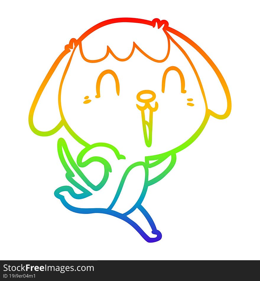 rainbow gradient line drawing cute cartoon dog crying