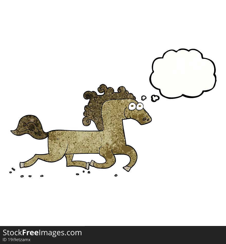 thought bubble textured cartoon running horse