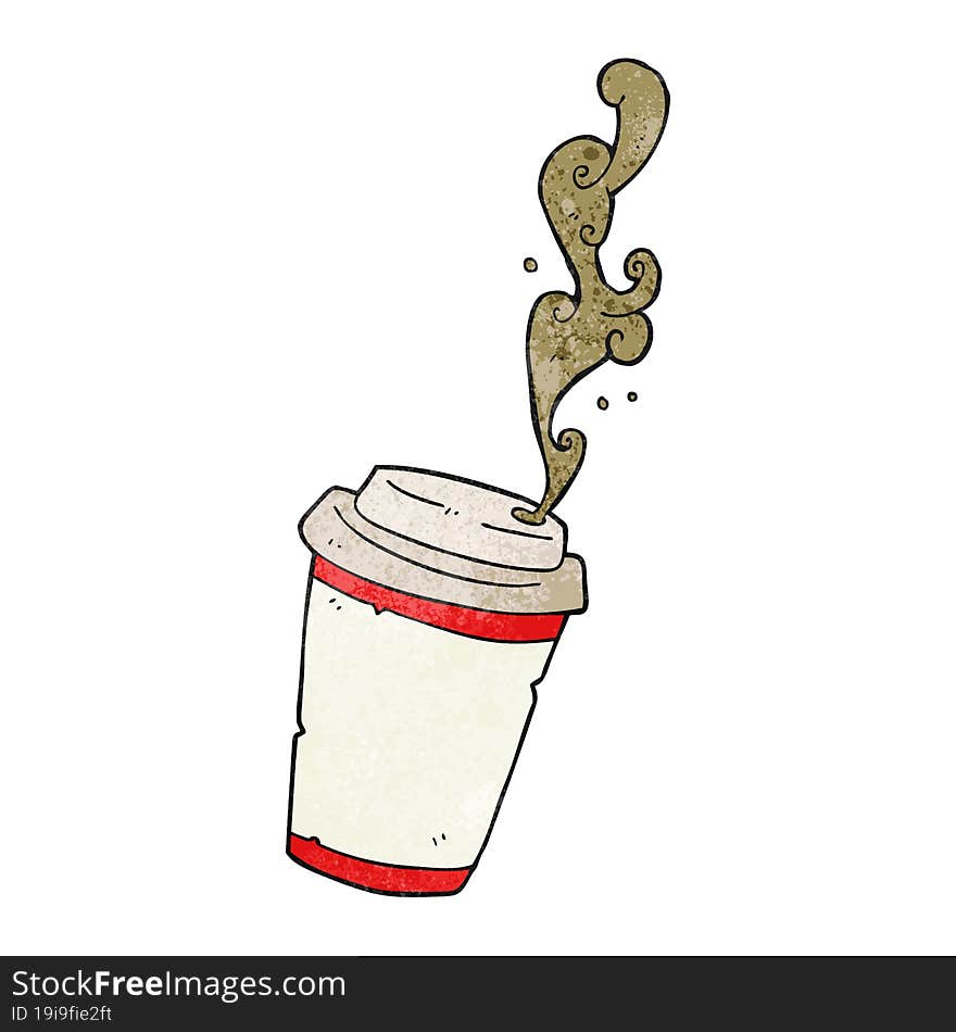 freehand drawn texture cartoon take out coffee