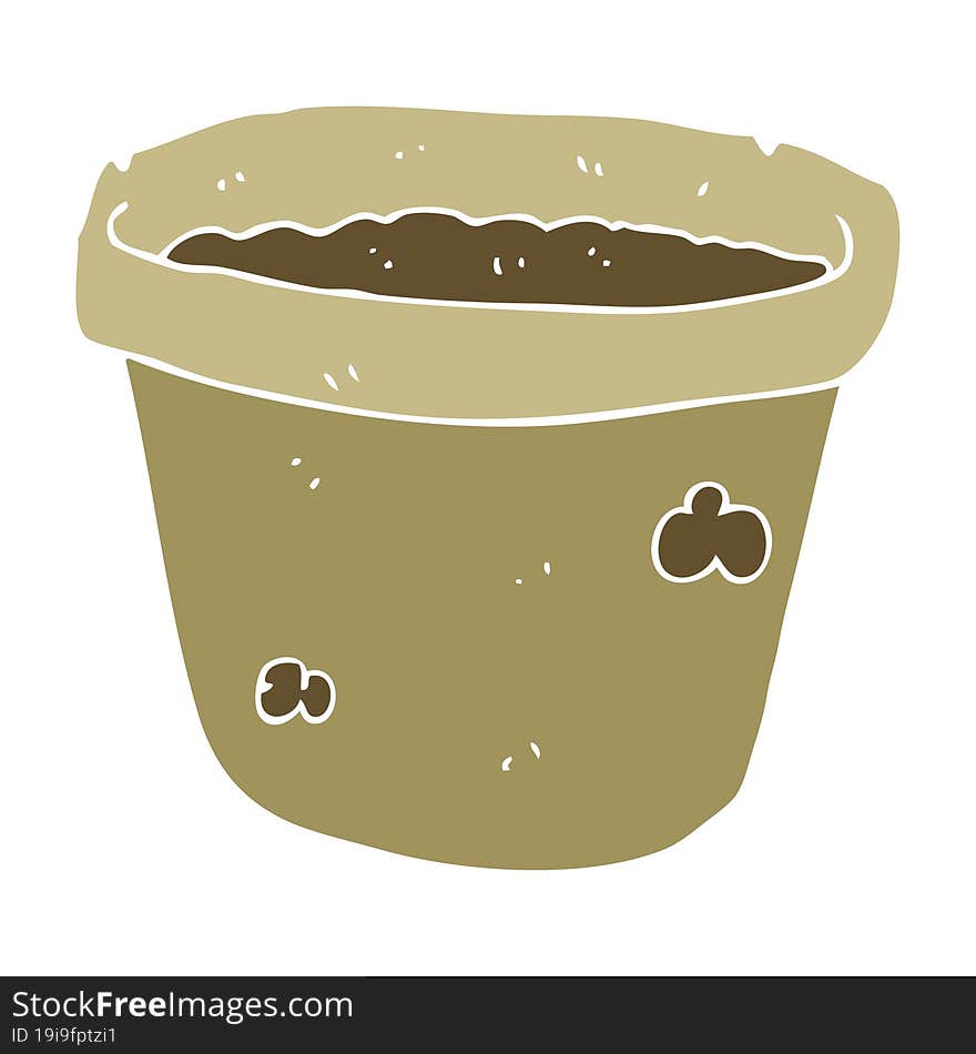 flat color illustration of pot of earth. flat color illustration of pot of earth