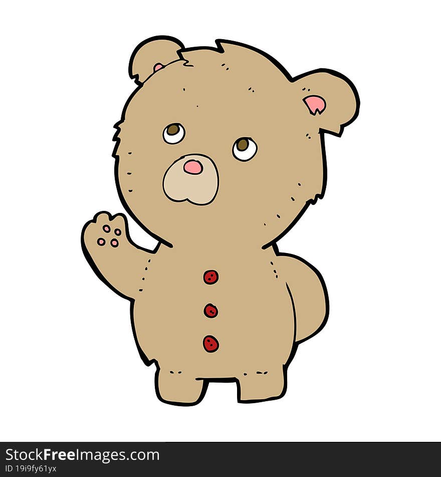 Cartoon Waving Teddy Bear