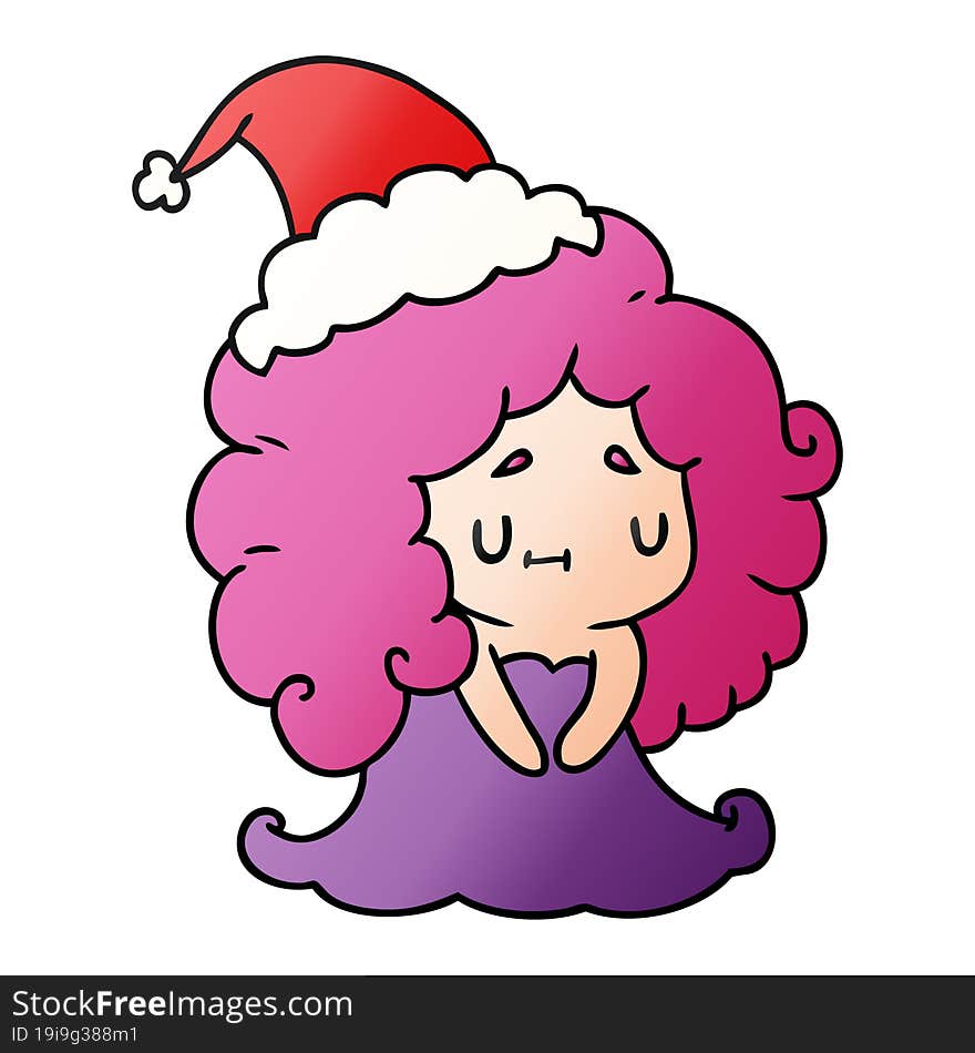 Christmas Gradient Cartoon Of Kawaii Girl