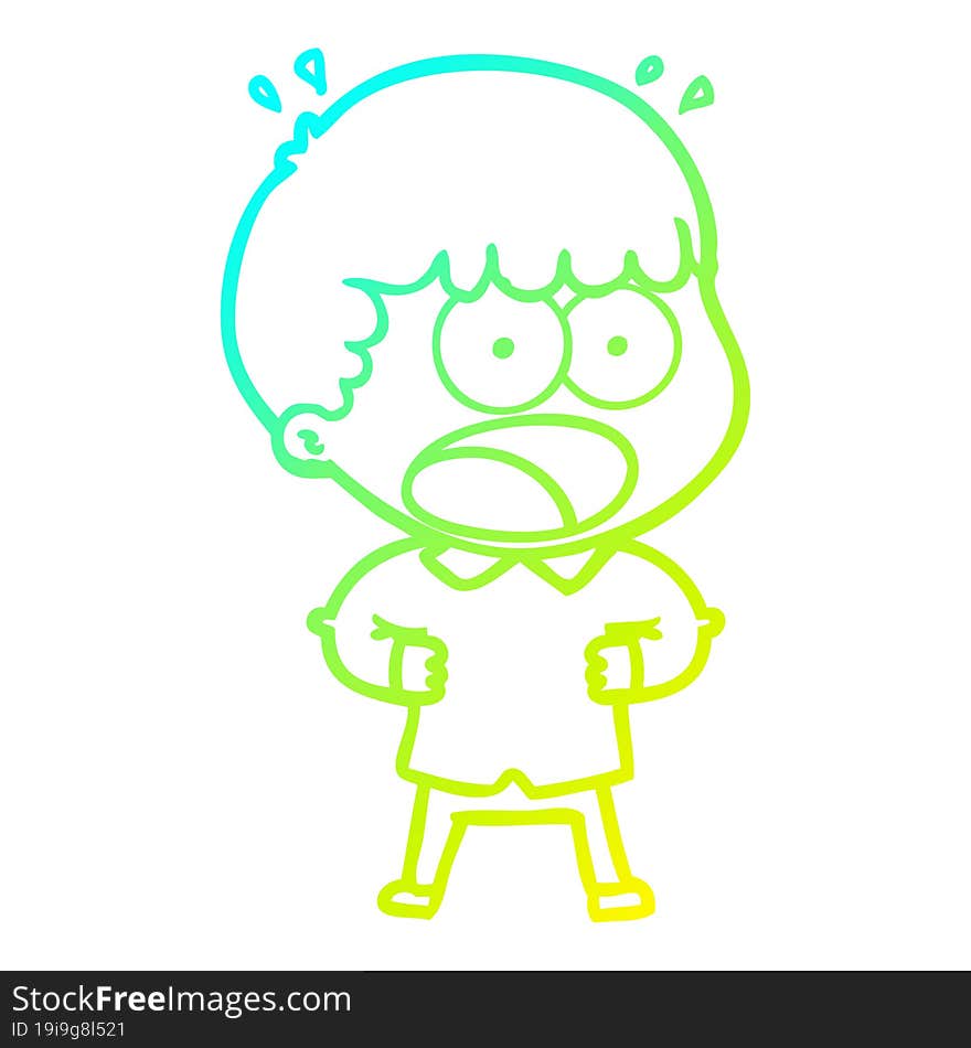 cold gradient line drawing cartoon shocked man