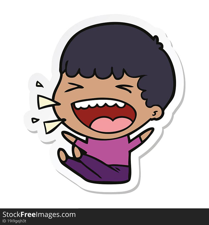 Sticker Of A Cartoon Laughing Man