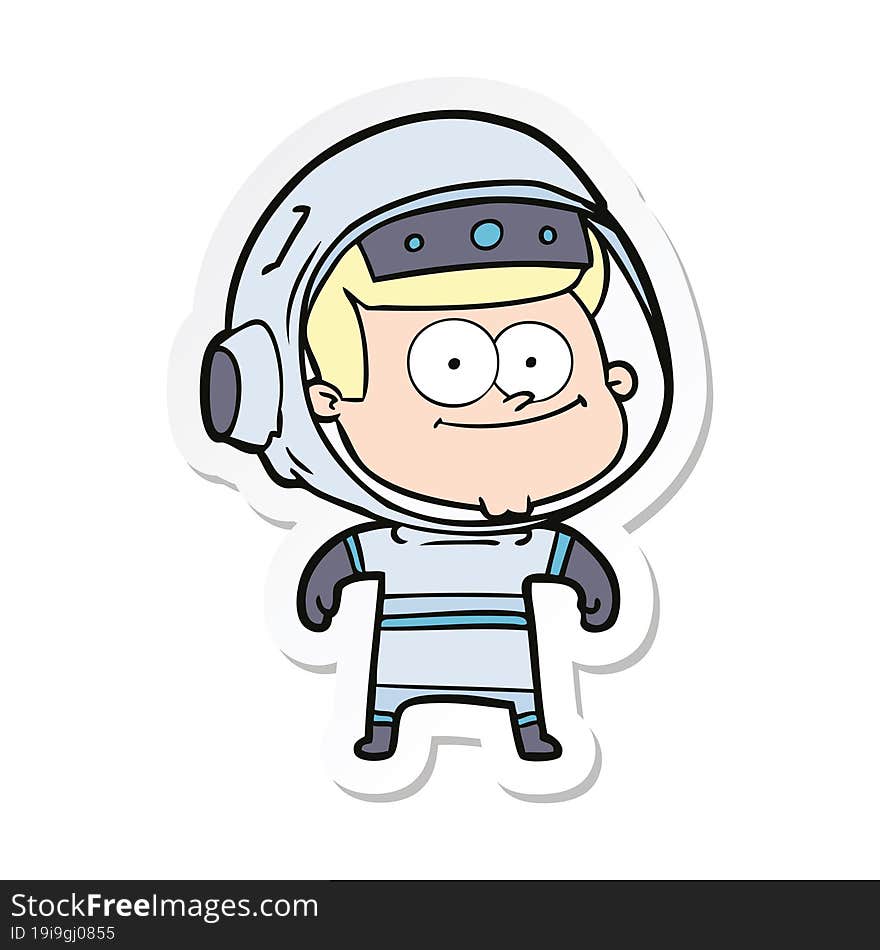 sticker of a happy astronaut cartoon