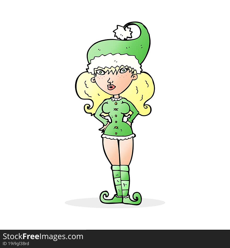 Cartoon Santa S Helper Woman