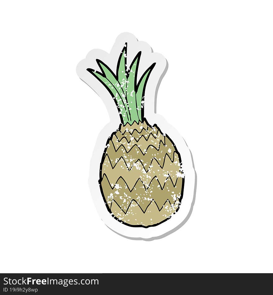 retro distressed sticker of a cartoon pineapple