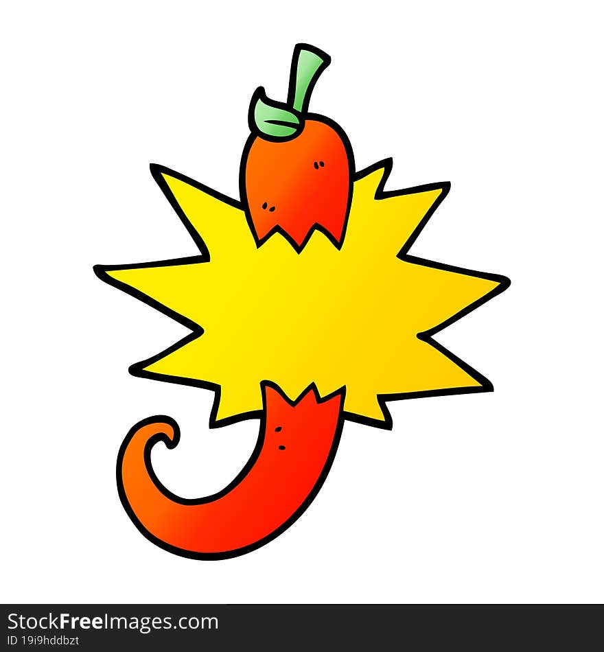 Vector Gradient Illustration Cartoon Red Hot Chili