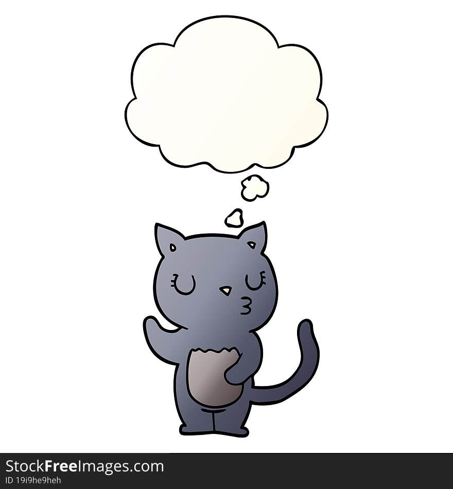 cute cartoon cat with thought bubble in smooth gradient style