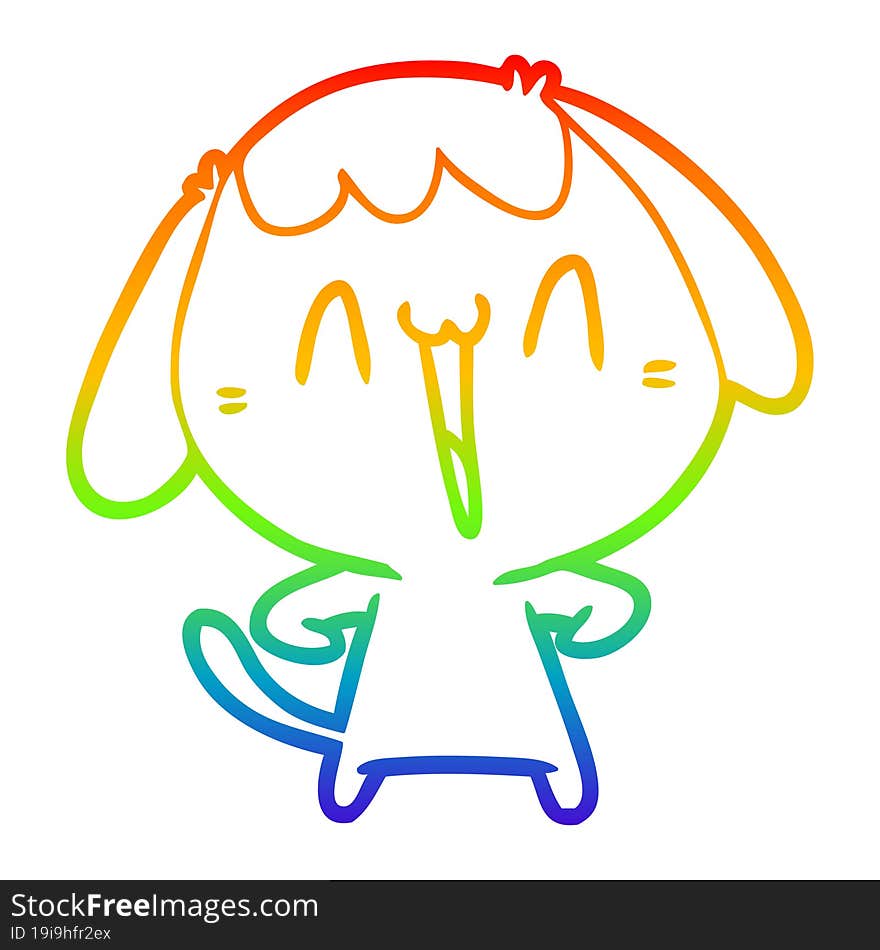 rainbow gradient line drawing of a cute cartoon dog