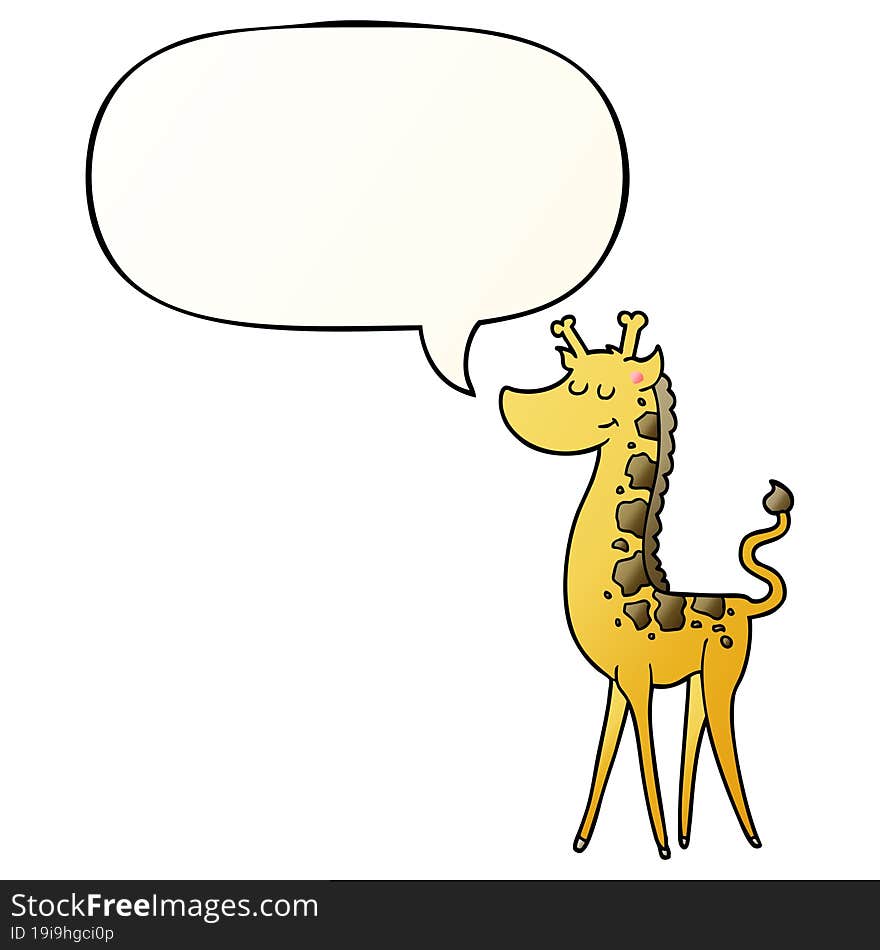 cartoon giraffe with speech bubble in smooth gradient style