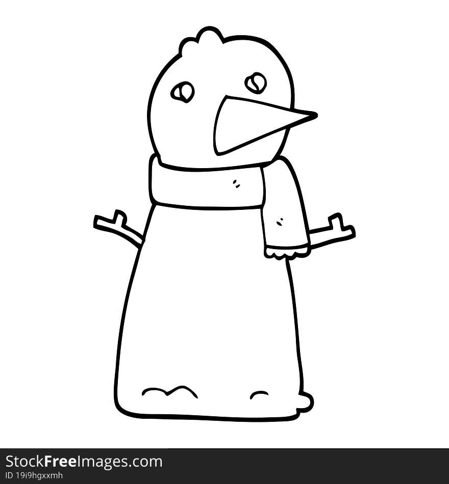 Black And White Cartoon Snowman