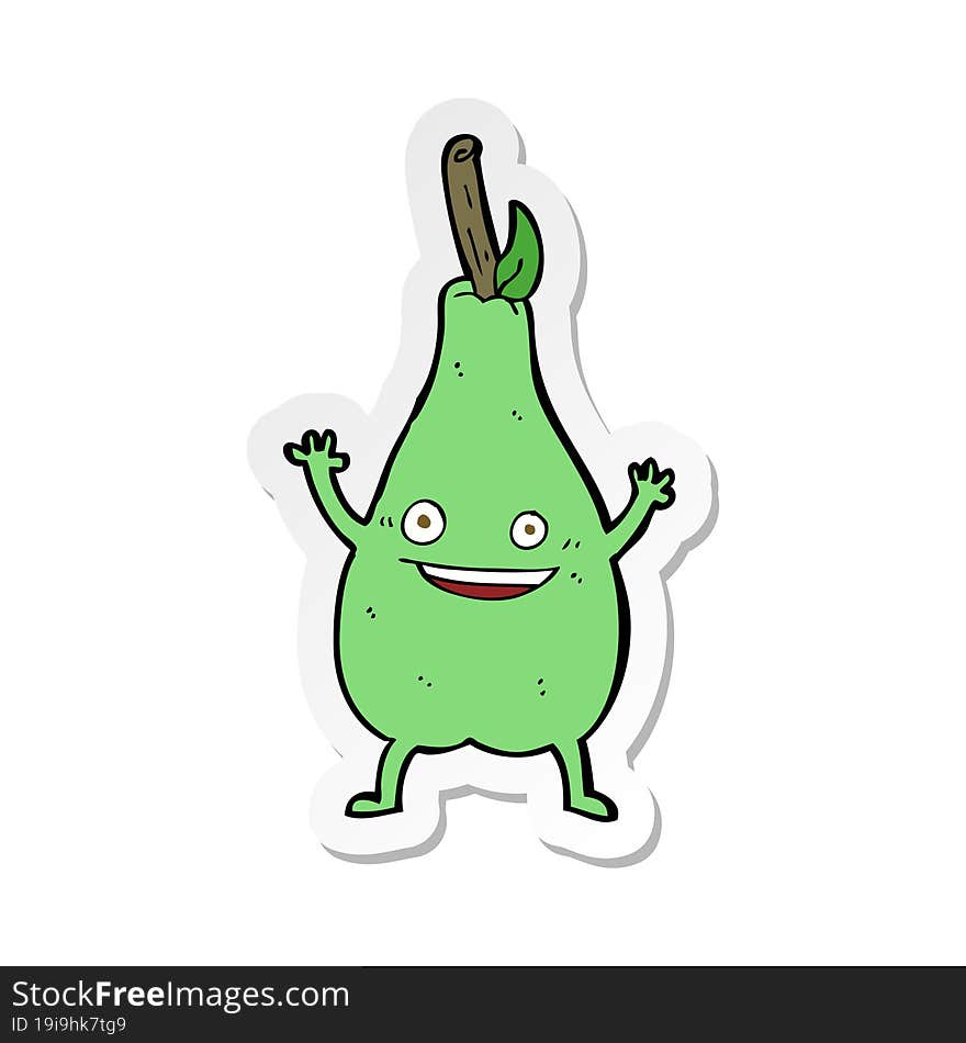 sticker of a cartoon happy pear