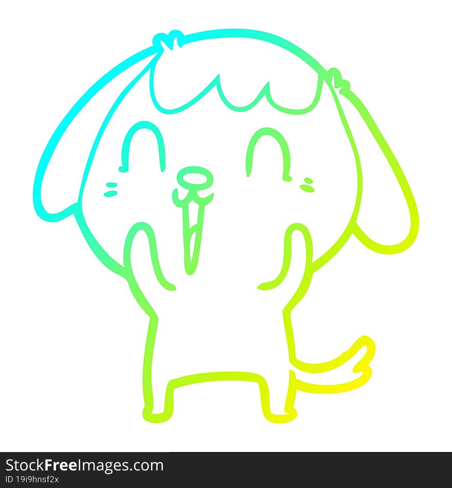 Cold Gradient Line Drawing Cute Cartoon Dog