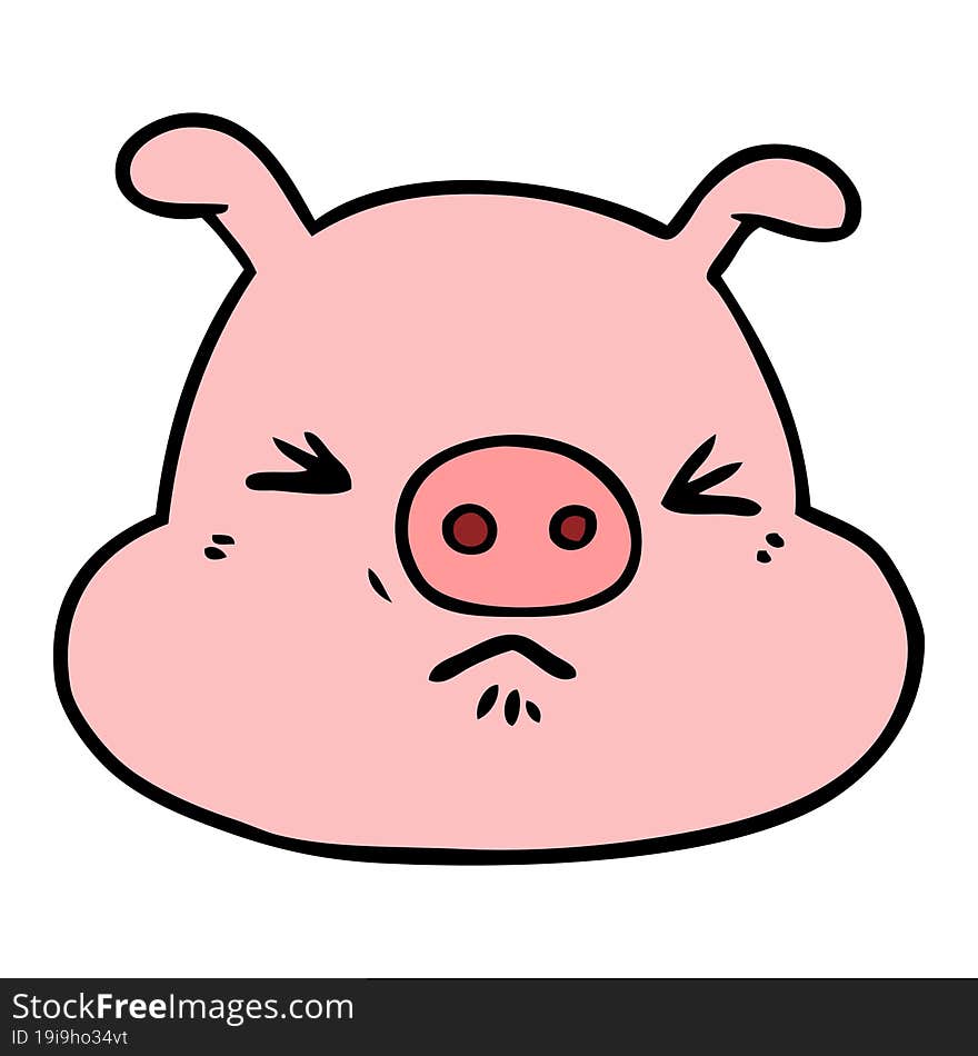 cartoon angry pig face. cartoon angry pig face