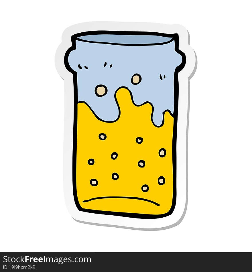 Sticker Of A Cartoon Pint Of Beer