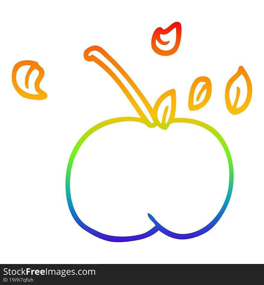 rainbow gradient line drawing cartoon juicy apple