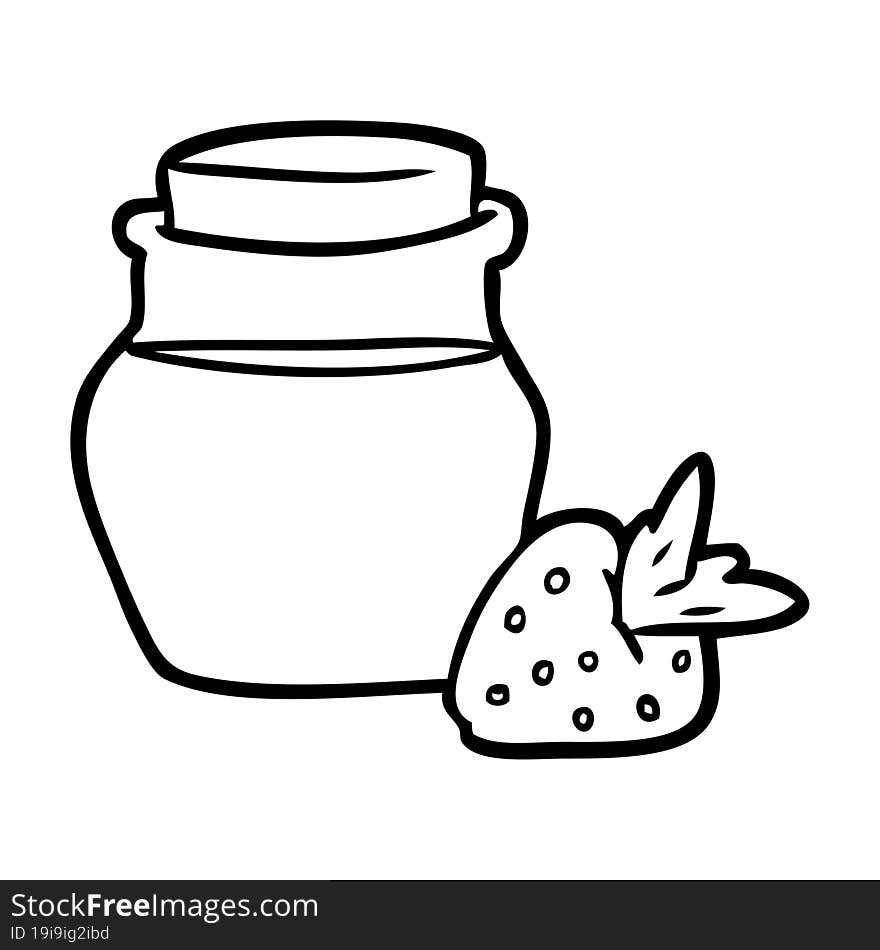 line drawing of a jar of strawberry jam. line drawing of a jar of strawberry jam