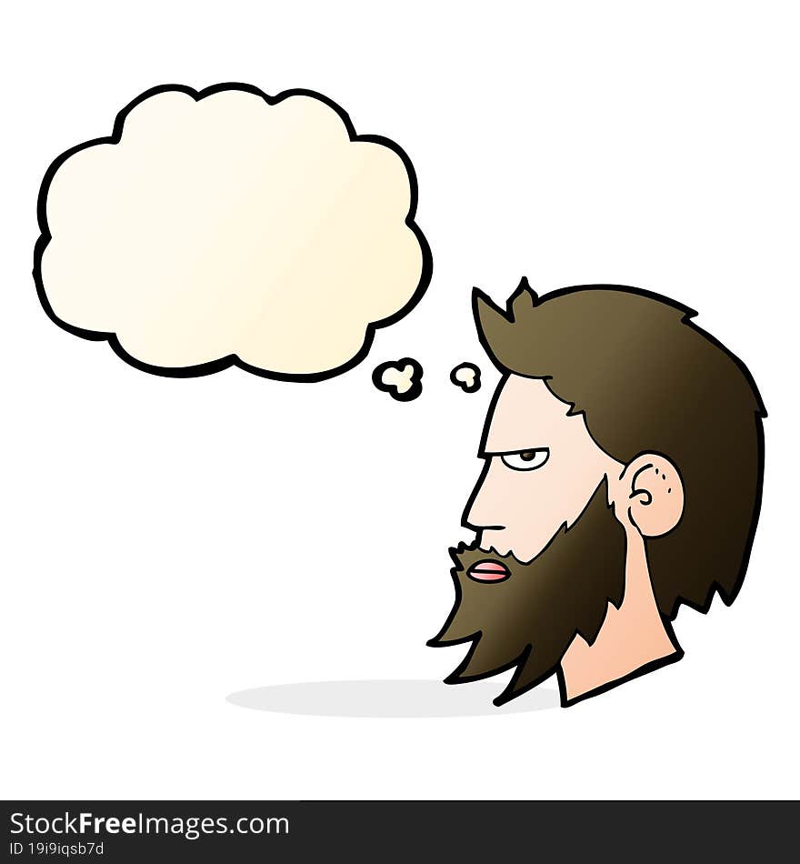 cartoon man with beard with thought bubble