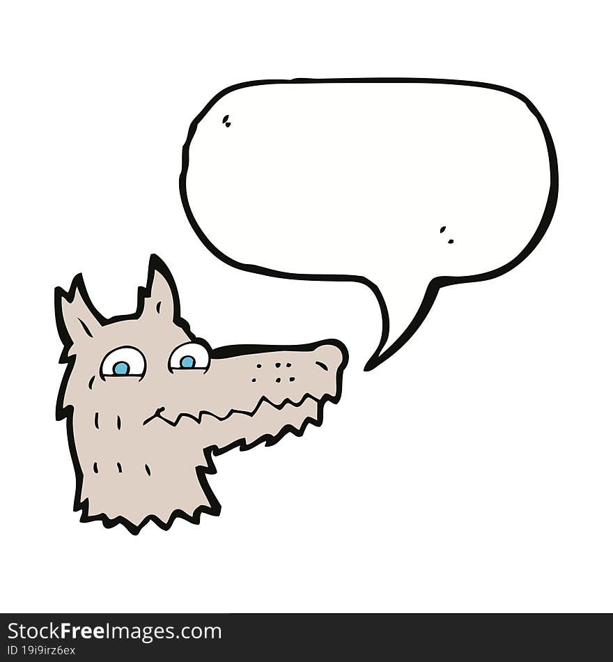 Cartoon Wolf Head With Speech Bubble