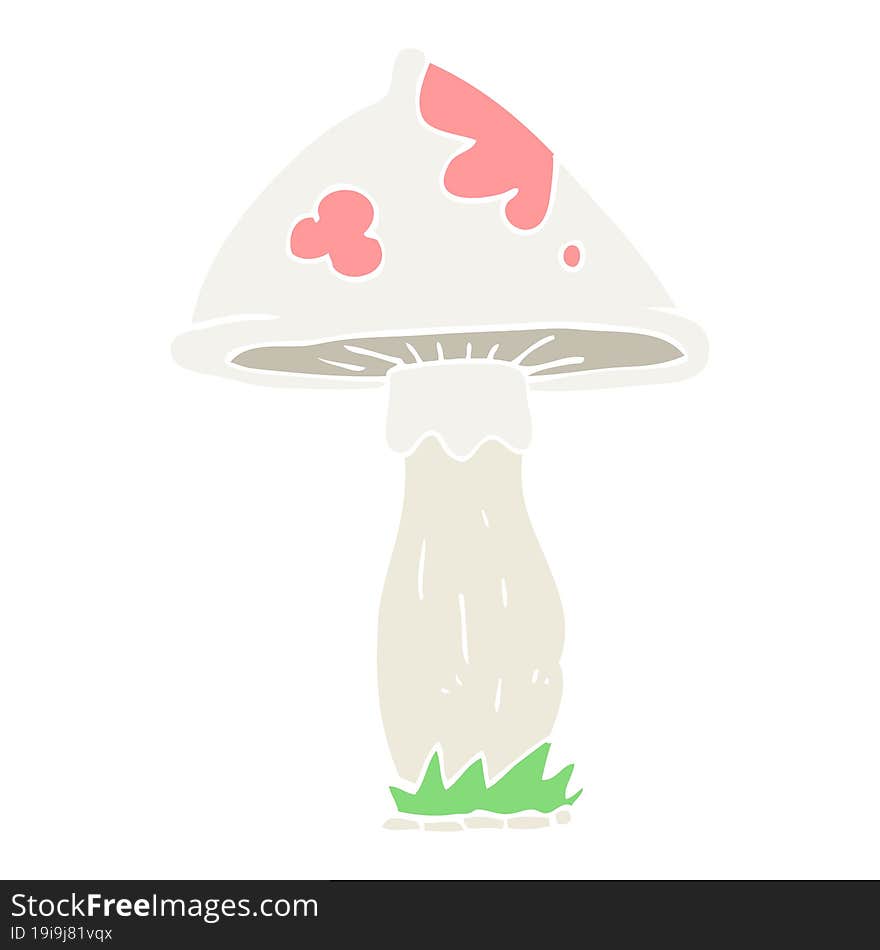 Flat Color Illustration Of A Cartoon Mushroom