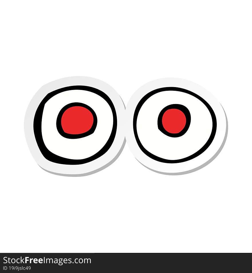 sticker of a cartoon red eyes