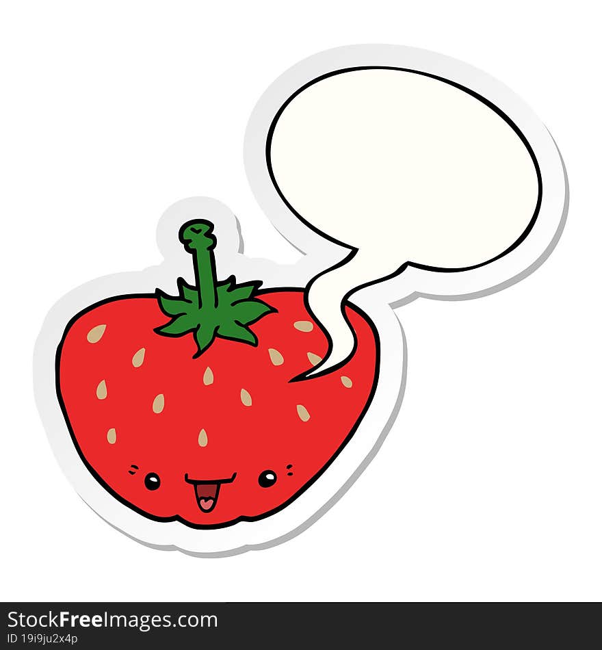 cartoon strawberry and speech bubble sticker