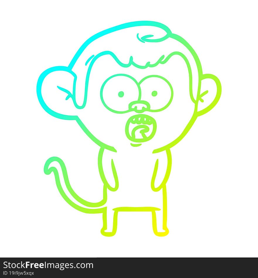 cold gradient line drawing cartoon shocked monkey