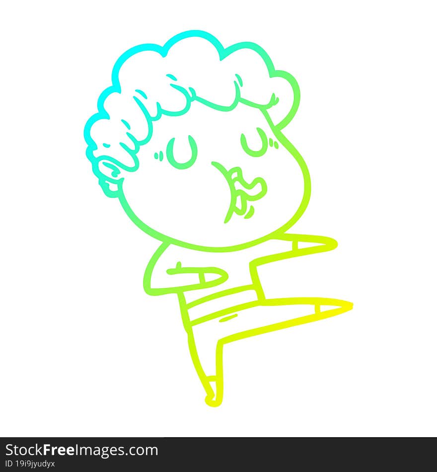 cold gradient line drawing cartoon man singing