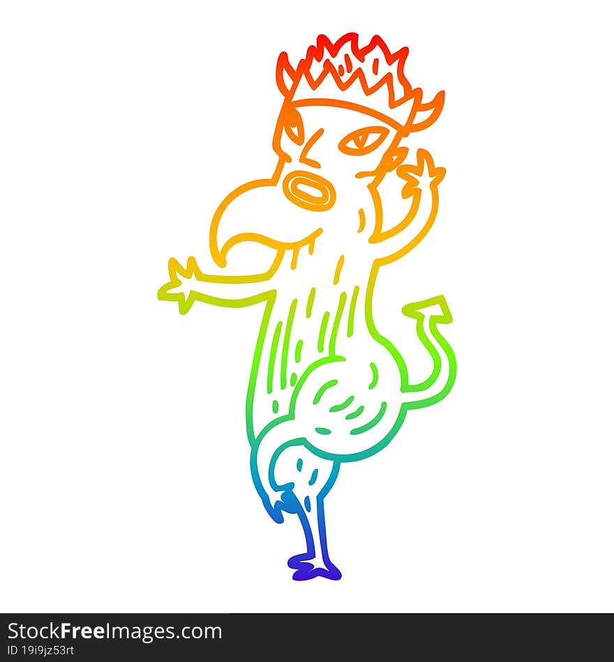 rainbow gradient line drawing cartoon devil