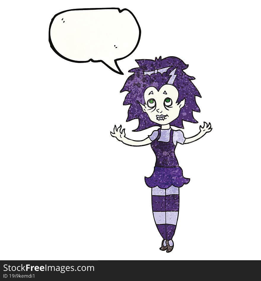 speech bubble textured cartoon vampire girl